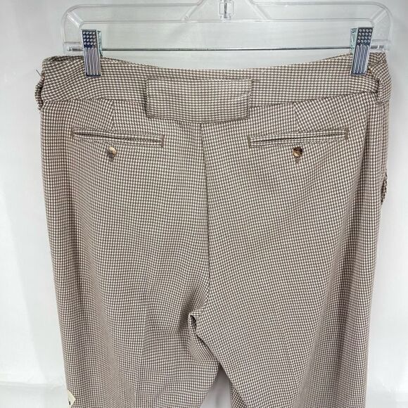 JH Collections Karyn Womens Dress Pants Houndstooth Flat Front Stretch Tan 6 - Picture 6 of 13